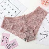 DeRuiLaDy Elegant Style Panties Low Rise Cotton Lace Floral Panties Women Sexy Lingerie Breathable Solid Briefs Underwear Women