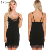 Ekouaer Women Sexy Nightgown Lace Trim Lingerie Sleepwear Camisole Chemise V-Neck Home Dress Night Shirt Sleepwear Nightwear