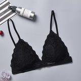 Deruilady French Style Bralette Seamless Deep V Lace Girl Women Bra Wireless Thin Underwear Sexy Lingerie Soft Bras For Women