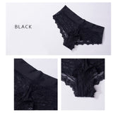 DULASI Sexy Lace Transparent Thong Panties Low Waist Cotton Crtoch Briefs Underwear Women Soft and Breathable G-String Lingerie