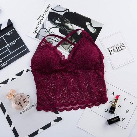 Free Ship! Beautiful Back Women's Wireless Lace Tube Tops Bra Soft Brassiere Underwear Lingerie