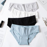 4pcs/lot Sexy Panties Women Cotton Breathable Underwear Briefs for Female Bow Seamless Low Waist Lingerie Pants Solid color