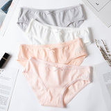 4pcs/lot Sexy Panties Women Cotton Breathable Underwear Briefs for Female Bow Seamless Low Waist Lingerie Pants Solid color