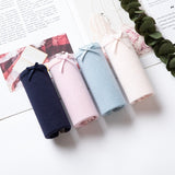 4pcs/lot Sexy Panties Women Cotton Breathable Underwear Briefs for Female Bow Seamless Low Waist Lingerie Pants Solid color