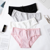 4pcs/lot Sexy Panties Women Cotton Breathable Underwear Briefs for Female Bow Seamless Low Waist Lingerie Pants Solid color