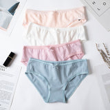 4pcs/lot Sexy Panties Women Cotton Breathable Underwear Briefs for Female Bow Seamless Low Waist Lingerie Pants Solid color