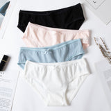 4pcs/lot Sexy Panties Women Cotton Breathable Underwear Briefs for Female Bow Seamless Low Waist Lingerie Pants Solid color