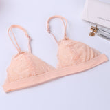 DERUILADY Lace Tempting Bra Sexy Lingerie Floral Pattern Underwear Women  Soild Simple Comfort Wire Free Bralette 3/4 Cup Bras