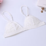 DERUILADY Lace Tempting Bra Sexy Lingerie Floral Pattern Underwear Women  Soild Simple Comfort Wire Free Bralette 3/4 Cup Bras