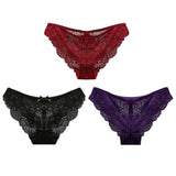 3pcs cotton lace panties lingerie underwear sexy panties for women Seamless Low-rise Panty Hip Up Tempting Briefs Underpants #D