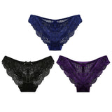 3pcs cotton lace panties lingerie underwear sexy panties for women Seamless Low-rise Panty Hip Up Tempting Briefs Underpants #D