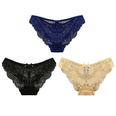 3pcs cotton lace panties lingerie underwear sexy panties for women Seamless Low-rise Panty Hip Up Tempting Briefs Underpants #D