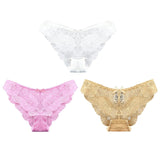 3pcs cotton lace panties lingerie underwear sexy panties for women Seamless Low-rise Panty Hip Up Tempting Briefs Underpants #D