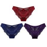 3pcs cotton lace panties lingerie underwear sexy panties for women Seamless Low-rise Panty Hip Up Tempting Briefs Underpants #D