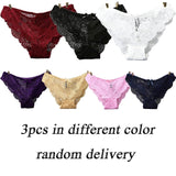 3pcs cotton lace panties lingerie underwear sexy panties for women Seamless Low-rise Panty Hip Up Tempting Briefs Underpants #D