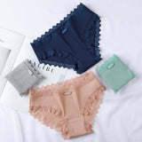 3PCS Rusanranz Women's Cotton Panties Female Lace Edge Breathable Briefs Sexy Underwear Women Cotton Crotch Lingerie Intimates