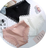 3PCS Rusanranz Women's Cotton Panties Female Lace Edge Breathable Briefs Sexy Underwear Women Cotton Crotch Lingerie Intimates