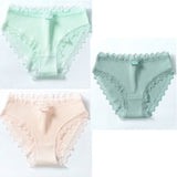 3PCS Rusanranz Women's Cotton Panties Female Lace Edge Breathable Briefs Sexy Underwear Women Cotton Crotch Lingerie Intimates