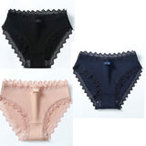 3PCS Rusanranz Women's Cotton Panties Female Lace Edge Breathable Briefs Sexy Underwear Women Cotton Crotch Lingerie Intimates