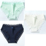 3PCS Rusanranz Women's Cotton Panties Female Lace Edge Breathable Briefs Sexy Underwear Women Cotton Crotch Lingerie Intimates