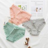 3PCS Rusanranz Women's Cotton Panties Female Lace Edge Breathable Briefs Sexy Underwear Women Cotton Crotch Lingerie Intimates