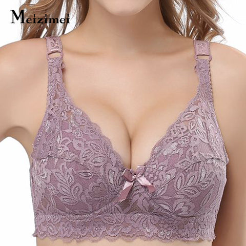 2019 Plus Large Big Size Lace Bras for Women's Bralette bh Underwear Sexy Lingerie Super Push up Brassiere Girl Minimizer Deep V