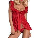 Women Sexy Lingerie Erotic Costumes Lace SleepwearNightgown + G String Bodydoll Underwear Sleepwear Nightgowns