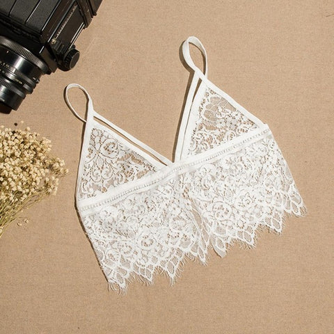 New Summer Sexy Women Hollow Translucent Underwear Sheer Lace Frenum Strap Lingerie Bra Top Bralette Amazing