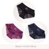 Sexy Lace Panties Seamless Women Underwear Briefs Nylon Silk for Ladies Bikini Cotton Transparent Lingerie DULASI 3 pcs set