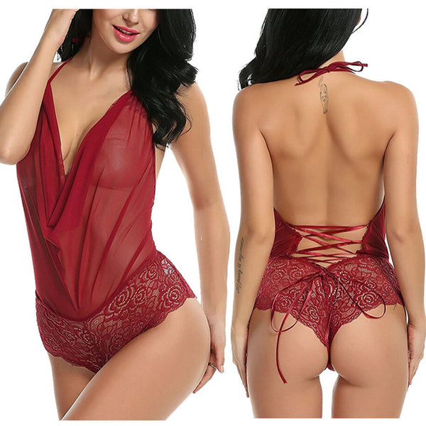 Women Sexy Lingerie Nightwear Underwear G String Lace Sling Sleepwear Teddies Bodysuits plus size