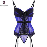 Sexy Lingerie Women Underwear Fish Boned Waist Trainer Transparent Sleepwear Corset Shoulder Strape Lingeries Purple Blue Black