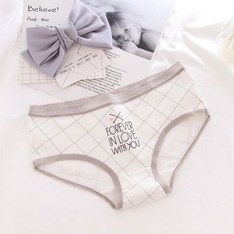 Panties for women cotton lattice letters print underwear ladies sexy lingerie girl briefs female underpants cartoon panty 2018