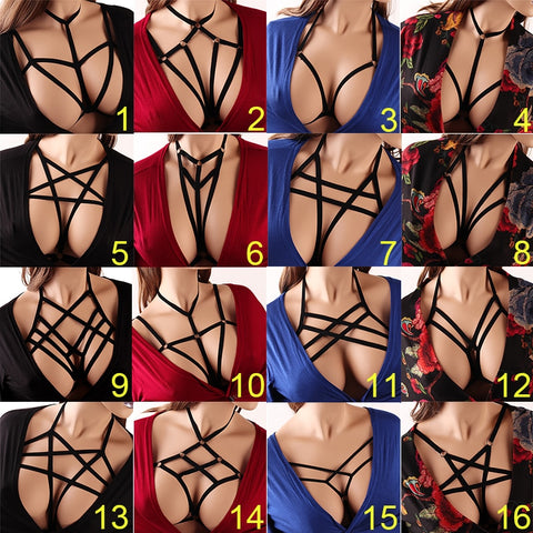 Sexy Ladies Women Body Harness Bra Fetish Chest Bondage Lingerie Erotic Cage Bra Gothic Garter Belt Suspenders