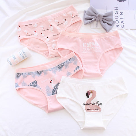 Panties for women cotton Flamingo pattern print cute underwear gril briefs cartoon lingerie woman underpants female panty 2018