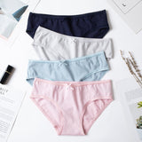4pcs/lot Sexy Panties Women Cotton Breathable Underwear Briefs for Female Bow Seamless Low Waist Lingerie Pants Solid color