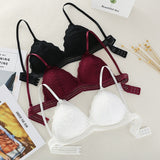 Gumprun Wireless Thin Underwear Sexy Lingerie Soft Bras For Women French Style Bralette Seamless Deep V Lace Girl Women Bra