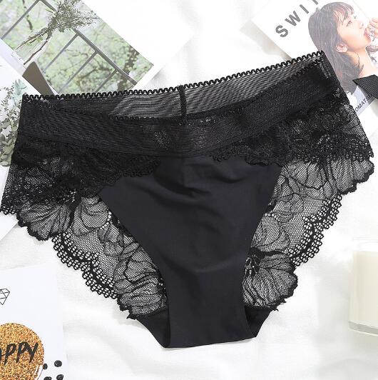 Plus Size Women's Luxury Panties breathable Lace sexy Panty Briefs Low waist Underwear ice silk Hollow Out Lingerie calcinha