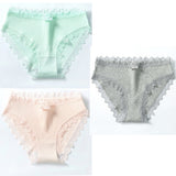 3PCS Rusanranz Women's Cotton Panties Female Lace Edge Breathable Briefs Sexy Underwear Women Cotton Crotch Lingerie Intimates